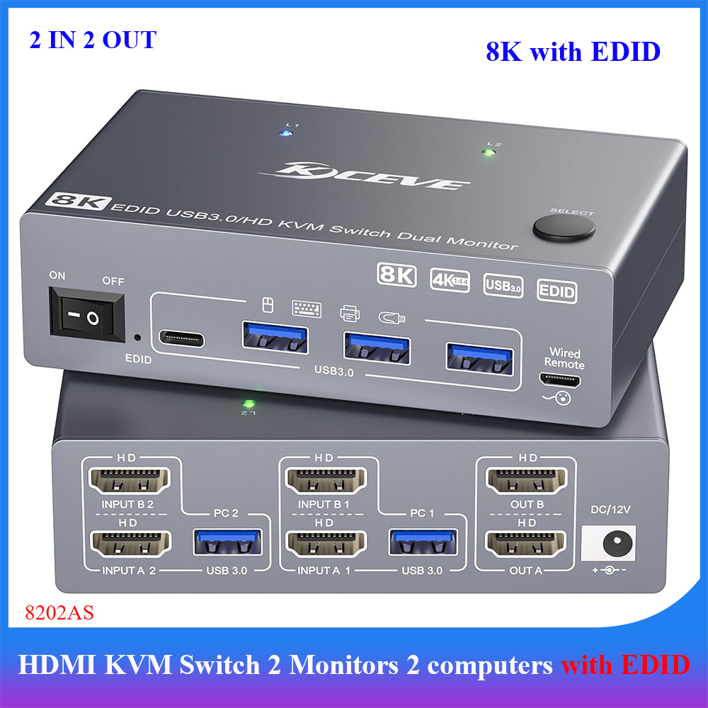 8K KVM Switch 2 Monitors 2 com - Kvm Switch Dual Monitor ulasan dan harga