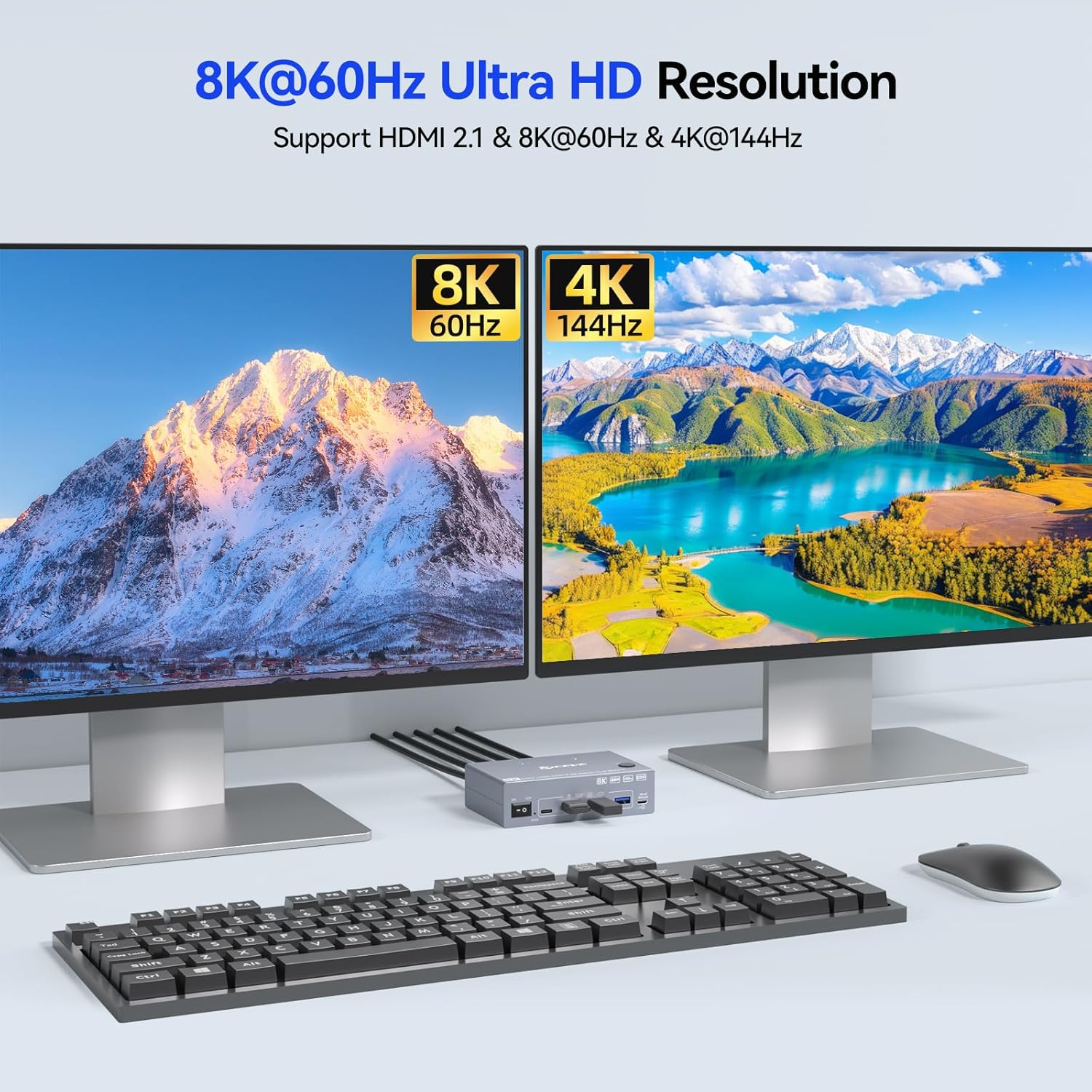 8K KVM Switch 2 Monitors 2 com - Kvm Switch Dual Monitor ulasan dan harga