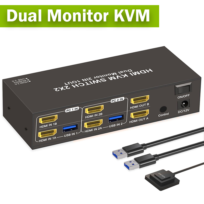 2x2 Dual Monitor HDMI KVM Swit - Kvm Switch Dual Monitor ulasan dan harga