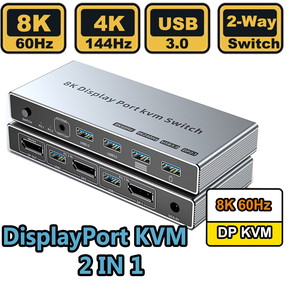 Displayport KVM Switch 2 in 1  - Kvm Switch Dual Monitor ulasan dan harga