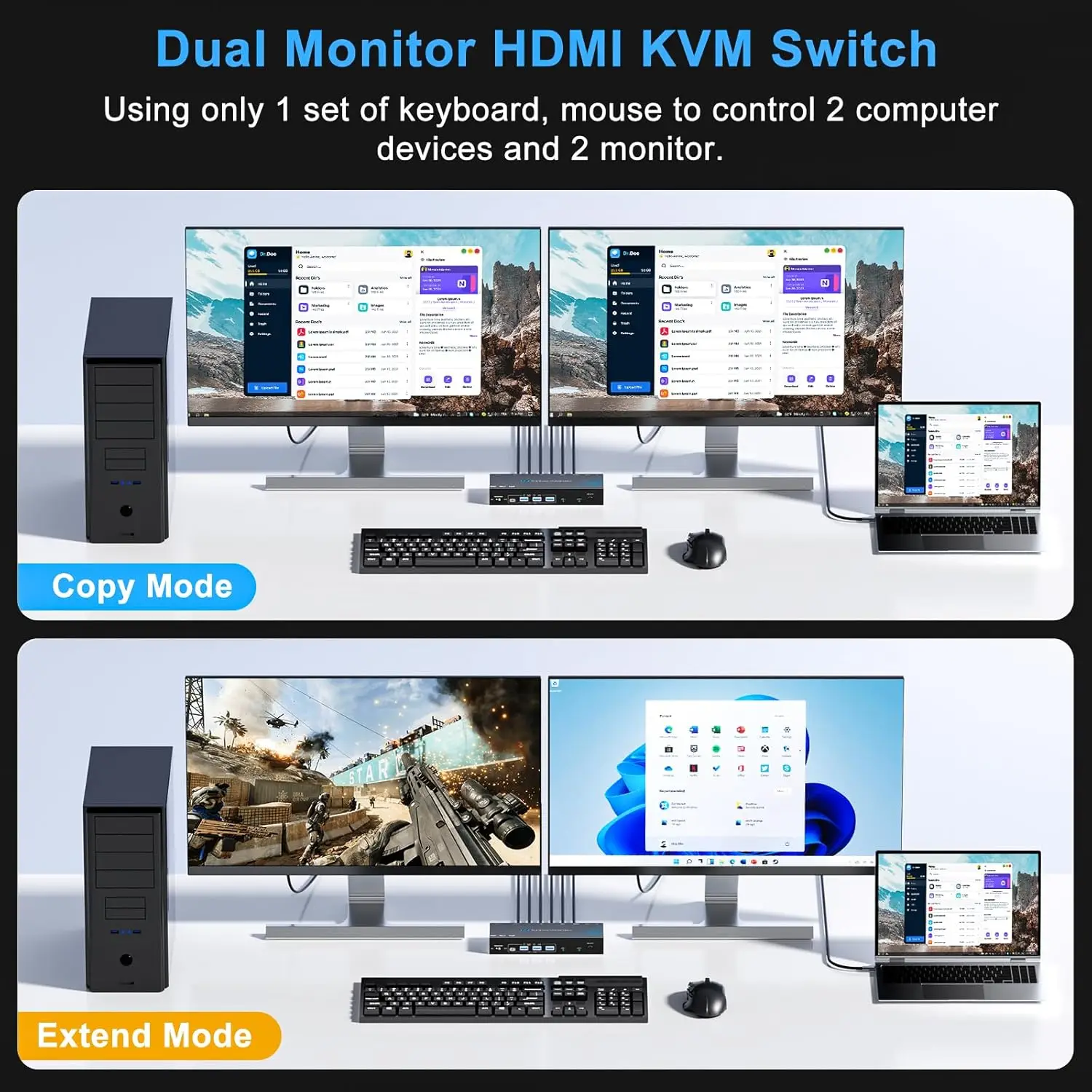 KVM Switch 2 Computers 2 Monit - Kvm Switch Dual Monitor ulasan dan harga
