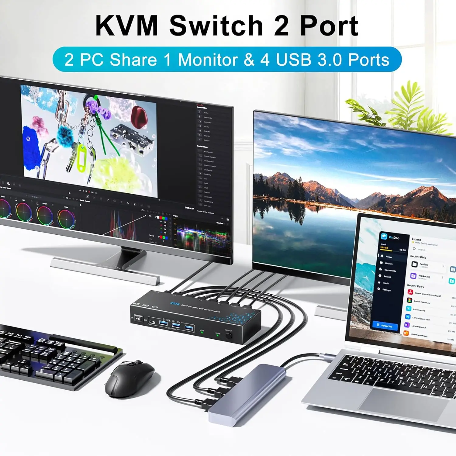 KVM Switch 2 Computers 2 Monit - Kvm Switch Dual Monitor ulasan dan harga