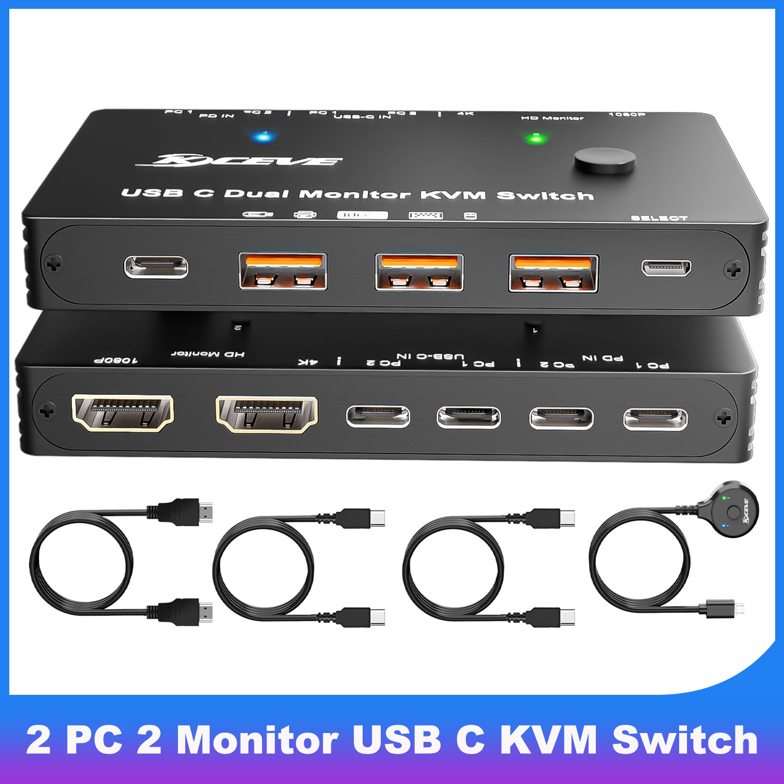 4K/1080P@60Hz USB C Dual Monit - Kvm Switch Dual Monitor ulasan dan harga