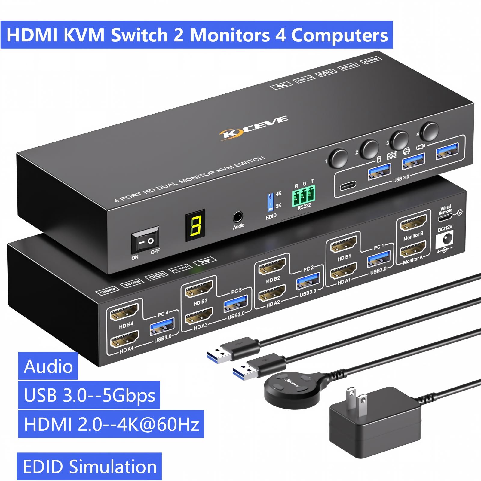 HDMI KVM Switch 2 Monitors 4 C - Kvm Switch Dual Monitor ulasan dan harga