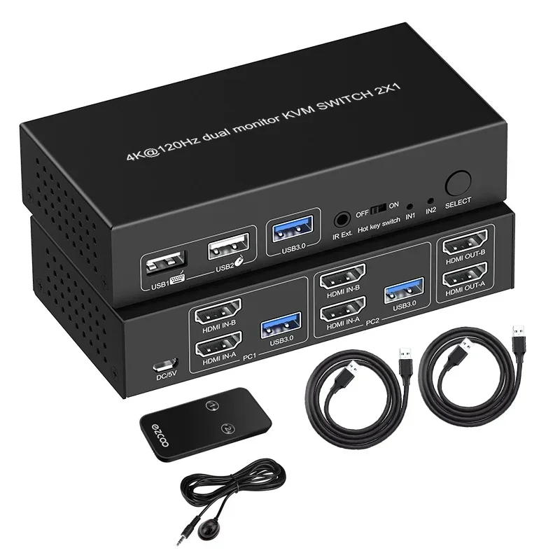 In stock 8K@60Hz 4K@120Hz HDMI - Kvm Switch Dual Monitor ulasan dan harga