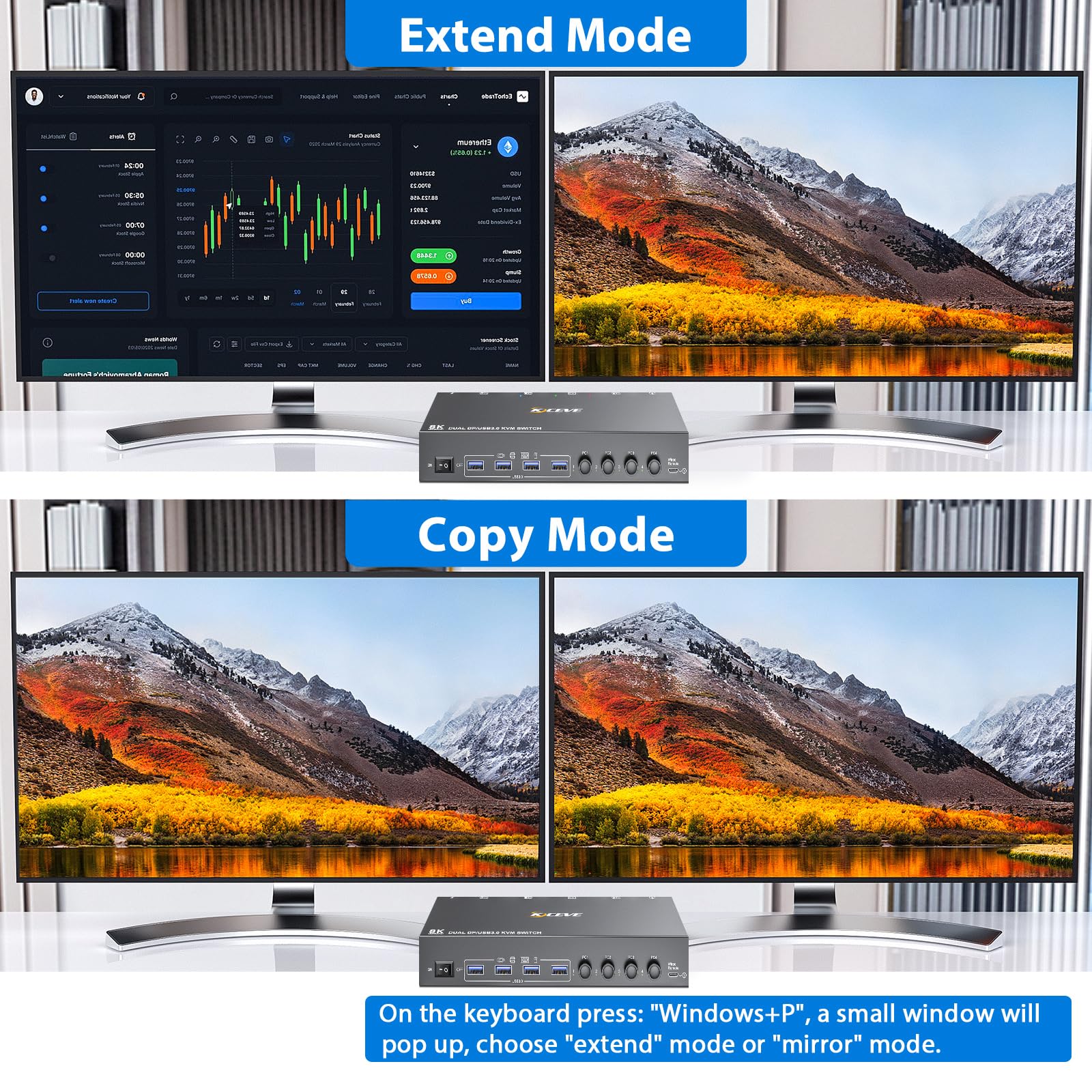 USB 3.0 KVM Switch 2 Monitors  - Kvm Switch Dual Monitor ulasan dan harga